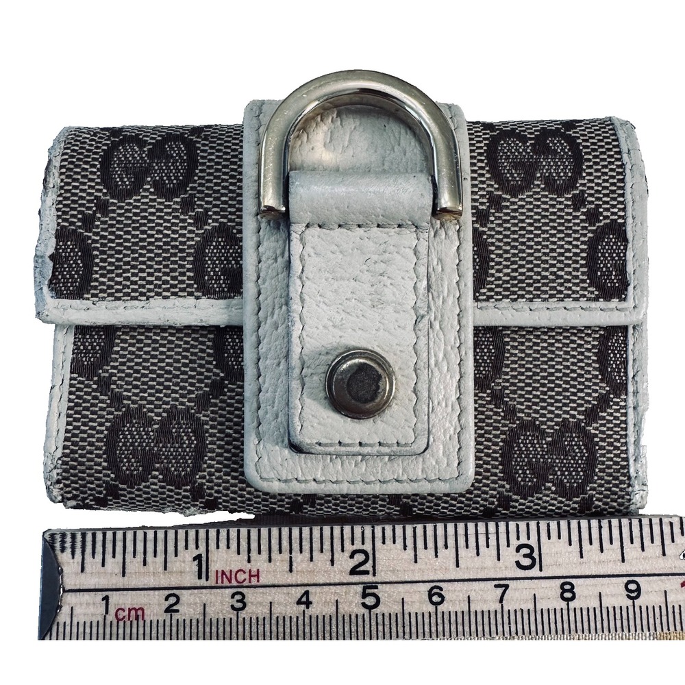 Gucci GG Monogram Canvas Leather 6 Key Holder Case D-Ring Made in Italy Vintage